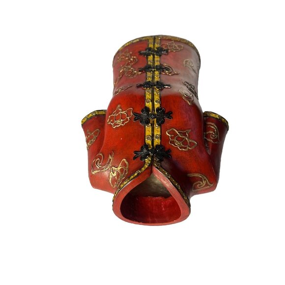 •HBH• Asian Style Shirt Vase, Used Vintage Fun Statement Piece 3.5”X6”, 7.75”h - Picture 10 of 16